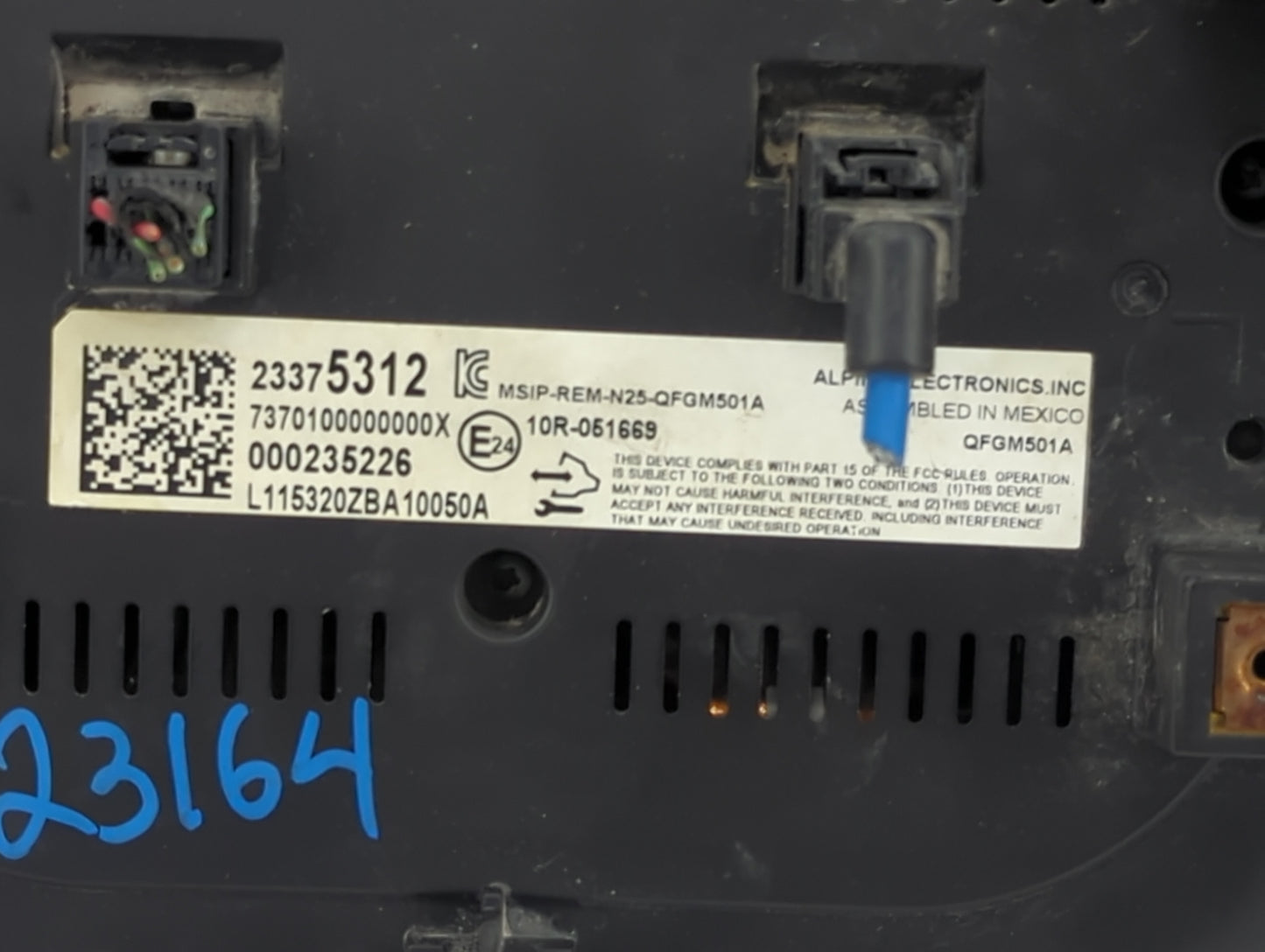 2016-2017 Chevrolet Volt Radio AM FM Cd Player Receiver Replacement P/N:23375312 MSIP-REM-N25-QFGM501A Fits Fits 2016 2017 O