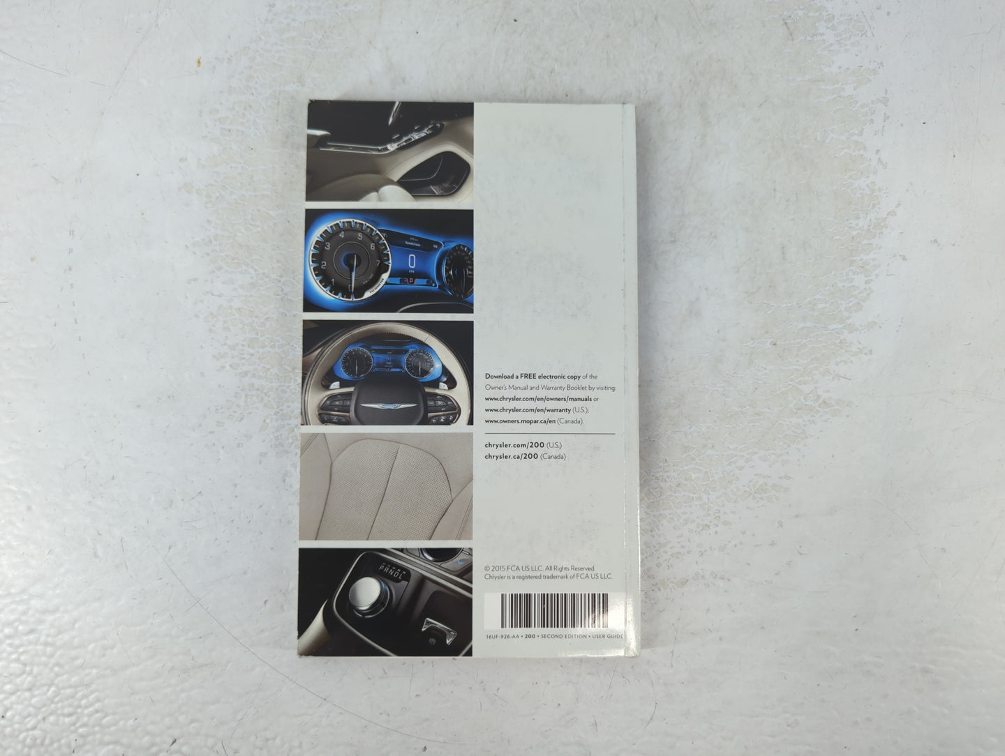 2016 Chrysler 200 Owners Manual Book Guide P/N:16UF-926-AA OEM Used Auto Parts - Oemusedautoparts1.com