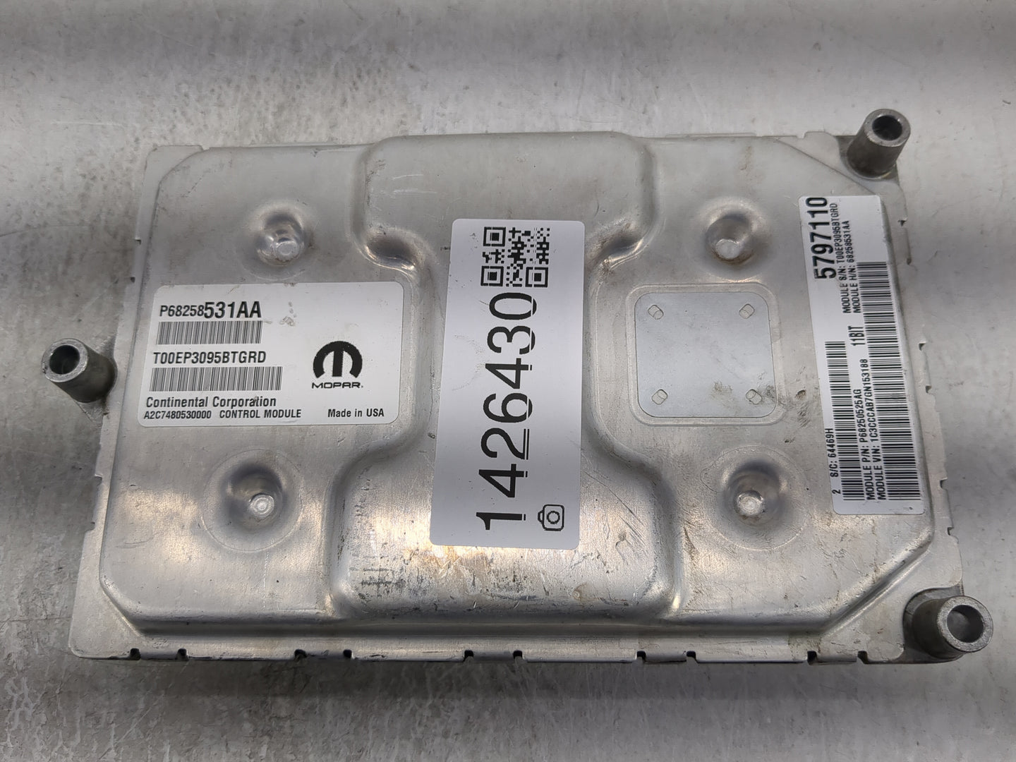 2016-2017 Chrysler 200 PCM Engine Control Computer ECU ECM PCU OEM P/N:68258531AA Fits Fits 2016 2017 OEM Used Auto Parts - 