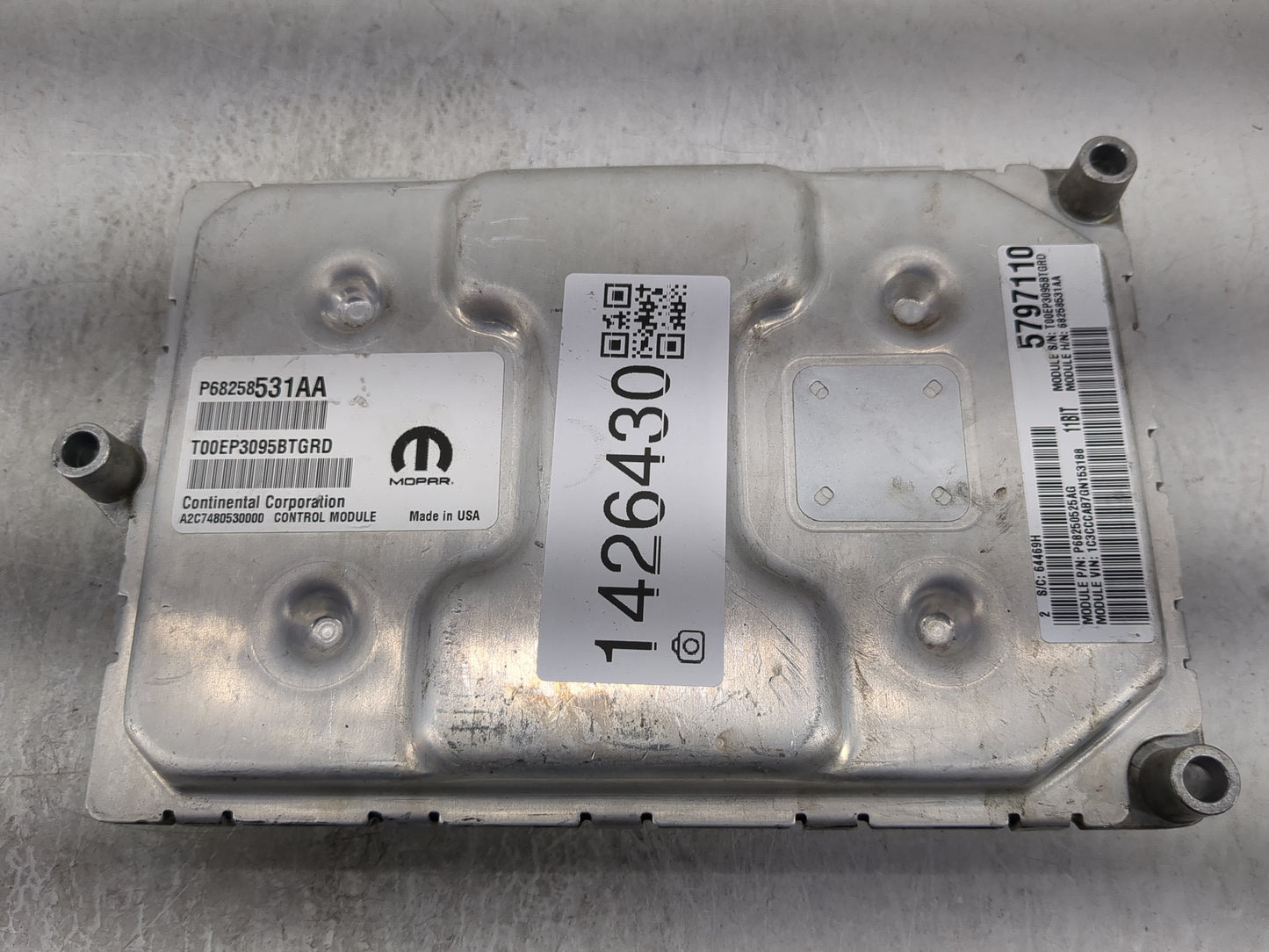 2016-2017 Chrysler 200 PCM Engine Control Computer ECU ECM PCU OEM P/N:68258531AA Fits Fits 2016 2017 OEM Used Auto Parts - 