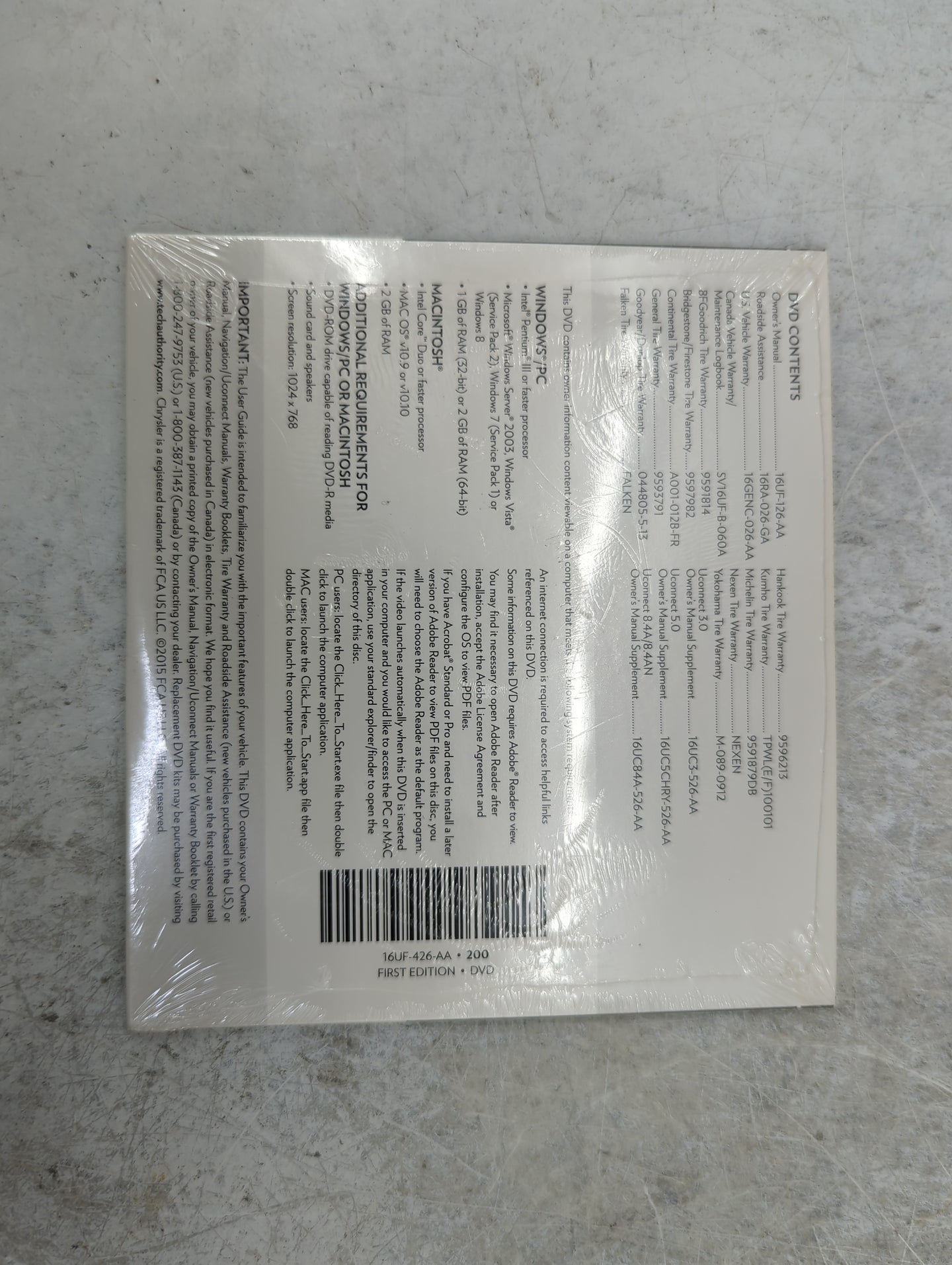 2016 Chrysler 200 Owners Manual Book Guide P/N:16UF-926-AA 16UF-426-AA OEM Used Auto Parts - Oemusedautoparts1.com