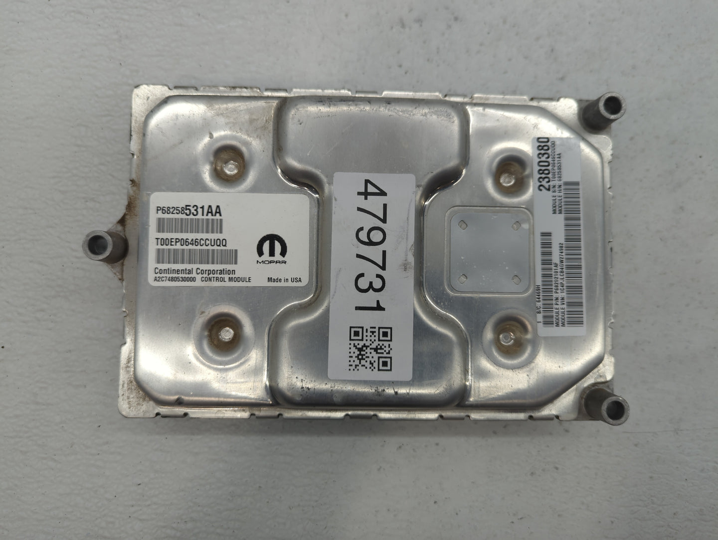 2016-2017 Chrysler 200 PCM Engine Control Computer ECU ECM PCU OEM P/N:P68258531AB P68250527AG, P68258531AA Fits Fits 2016 2