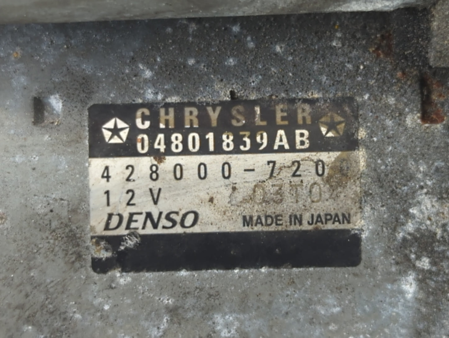 2015-2017 Chrysler 200 Car Starter Motor Solenoid OEM P/N:428000-7200 04801839AB Fits OEM Used Auto Parts - Oemusedautoparts