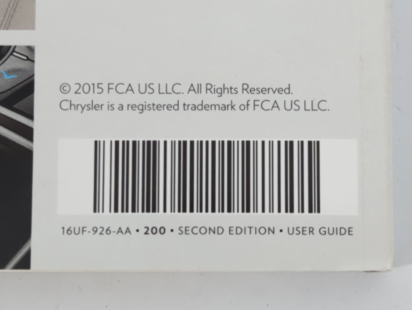 2016 Chrysler 200 Owners Manual Book Guide OEM Used Auto Parts - Oemusedautoparts1.com