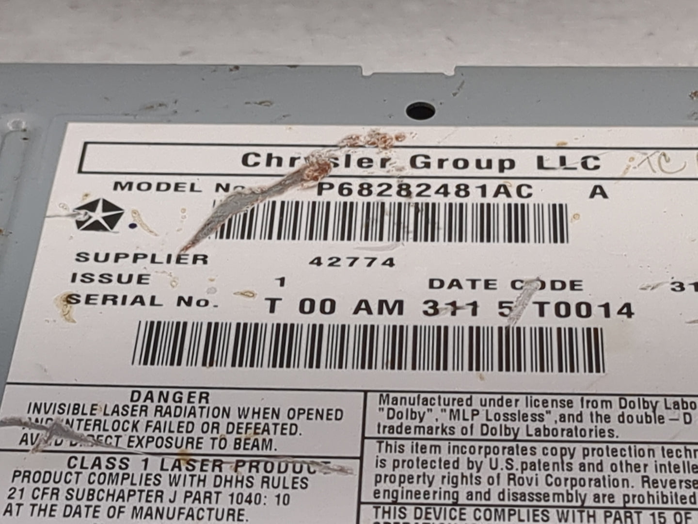 2016 Chrysler Town And Country Information Display Screen - Oemusedautoparts1.com