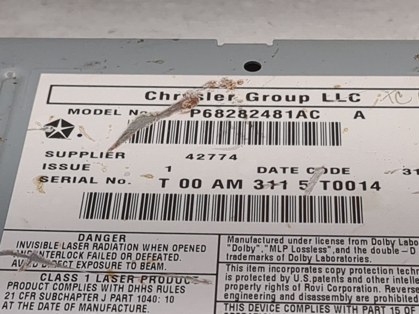 2016 Chrysler Town And Country Information Display Screen - Oemusedautoparts1.com