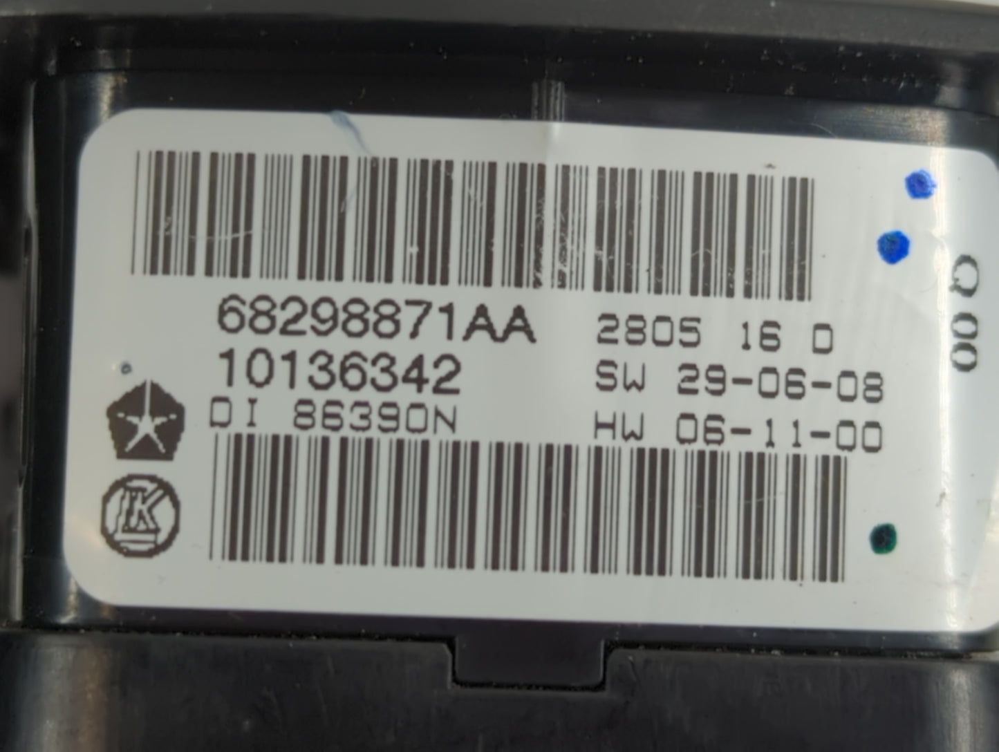 2012-2016 Chrysler Town & Country Master Power Window Switch Replacement Driver Side Left P/N:68298871AA Fits OEM Used Auto 