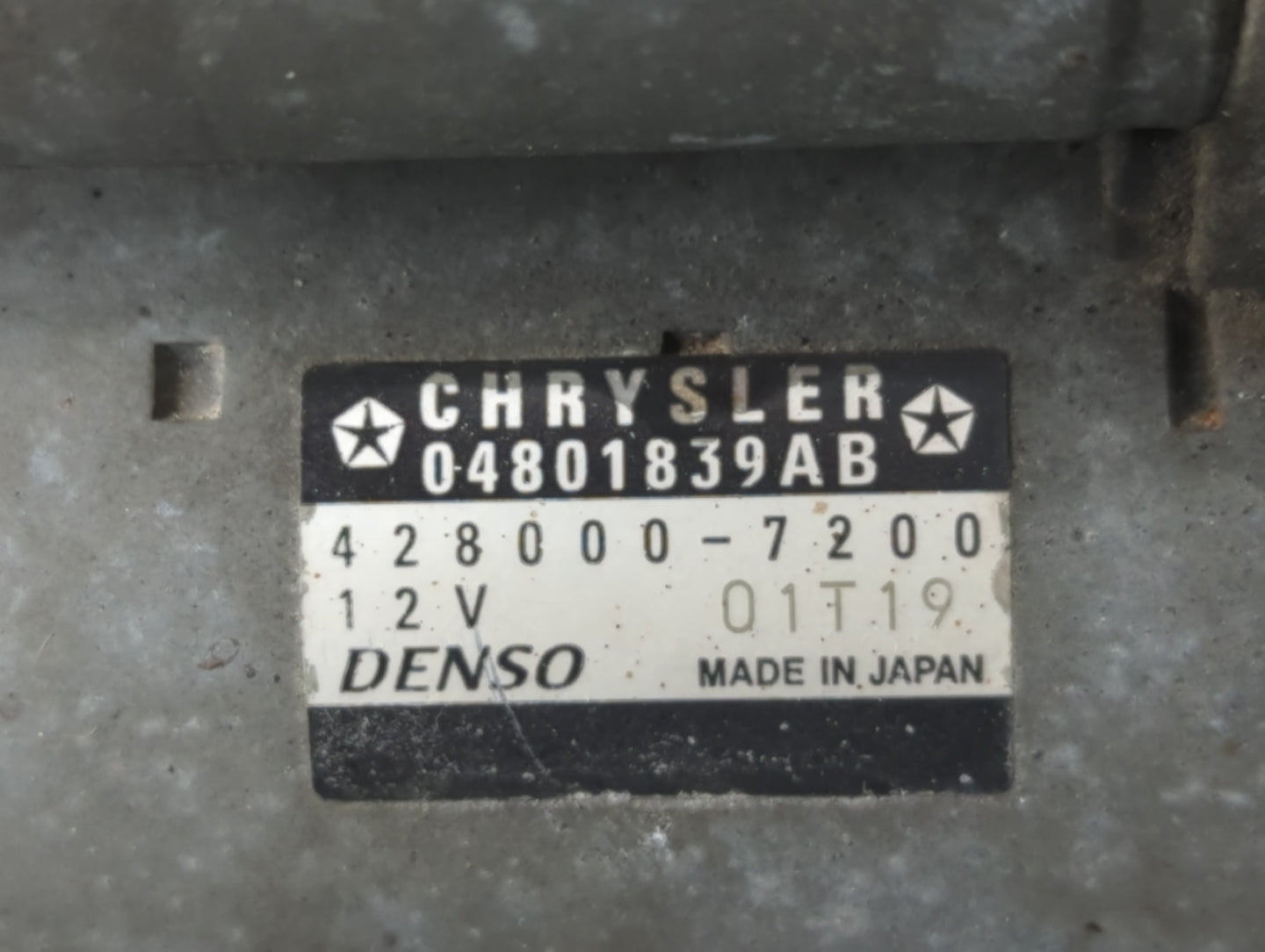 2011-2016 Chrysler Town & Country Car Starter Motor Solenoid OEM P/N:04801839AB 428000-7200 Fits OEM Used Auto Parts - Oemus