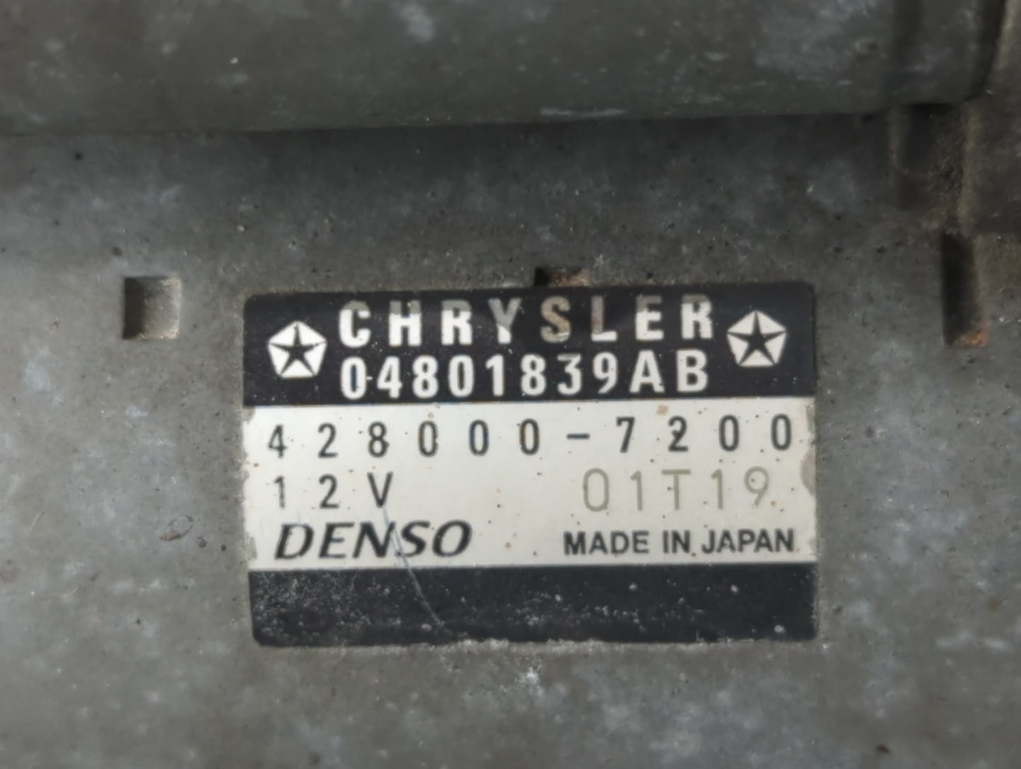2011-2016 Chrysler Town & Country Car Starter Motor Solenoid OEM P/N:04801839AB 428000-7200 Fits OEM Used Auto Parts - Oemus