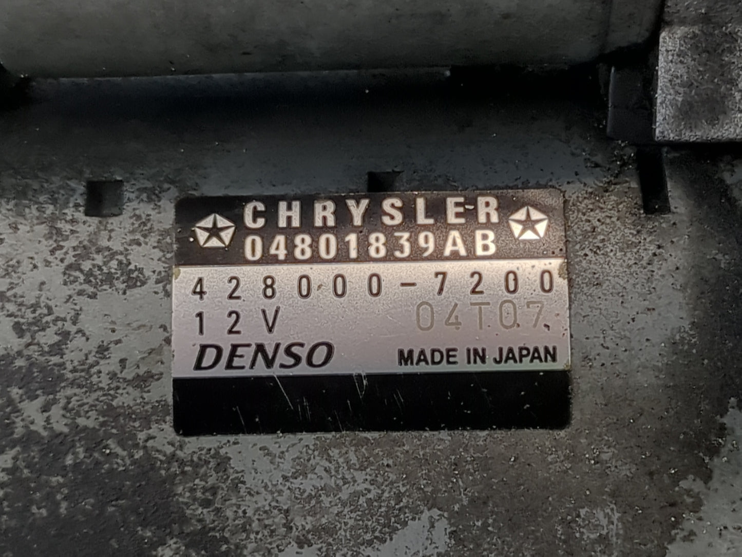 2016 Dodge Caravan Car Starter Motor Solenoid OEM P/N:428000-7200 04801839AB Fits OEM Used Auto Parts - Oemusedautoparts1.co
