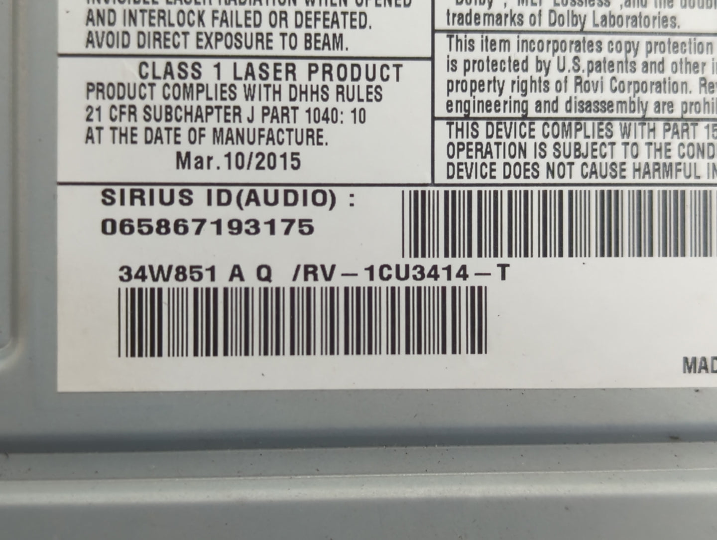 2016 Dodge Caravan Radio AM FM Cd Player Receiver Replacement Fits Fits 2012 2013 2014 2015 2017 2018 2019 2020 OEM Used Aut