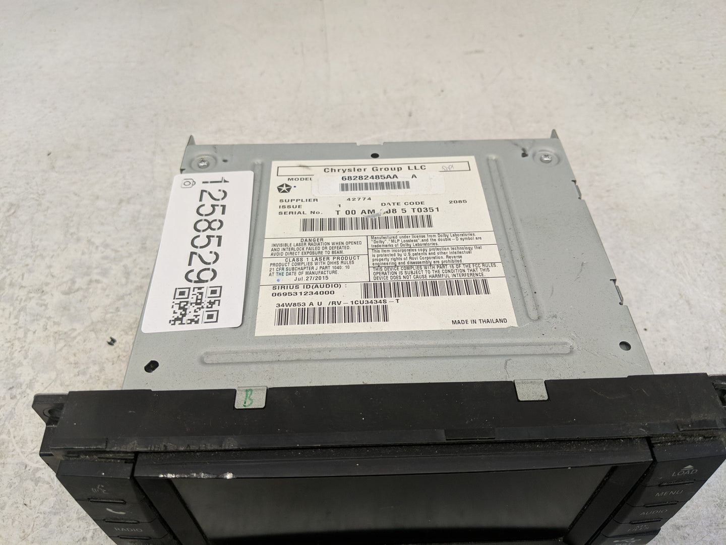 2016 Dodge Caravan Radio AM FM Cd Player Receiver Replacement P/N:68282485AA Fits Fits 2012 2013 2014 2015 2017 2018 2019 20