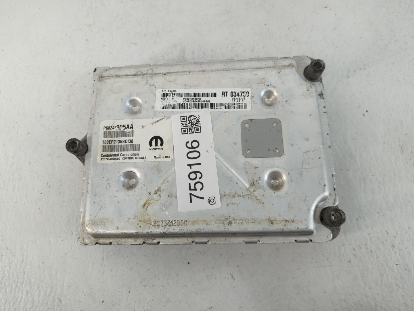 2016 Dodge Caravan PCM Engine Control Computer ECU ECM PCU OEM P/N:P68243205AA Fits Fits 2017 2018 2019 2020 OEM Used Auto P