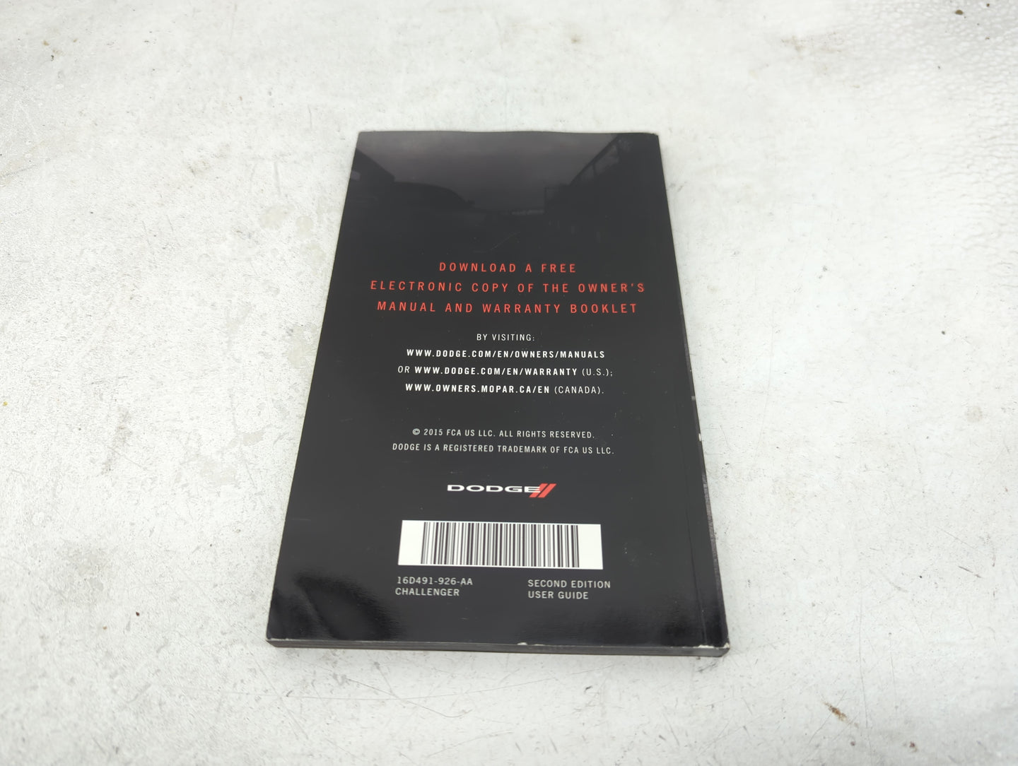2016 Dodge Challenger Owners Manual Book Guide P/N:16D491-926-AA OEM Used Auto Parts - Oemusedautoparts1.com