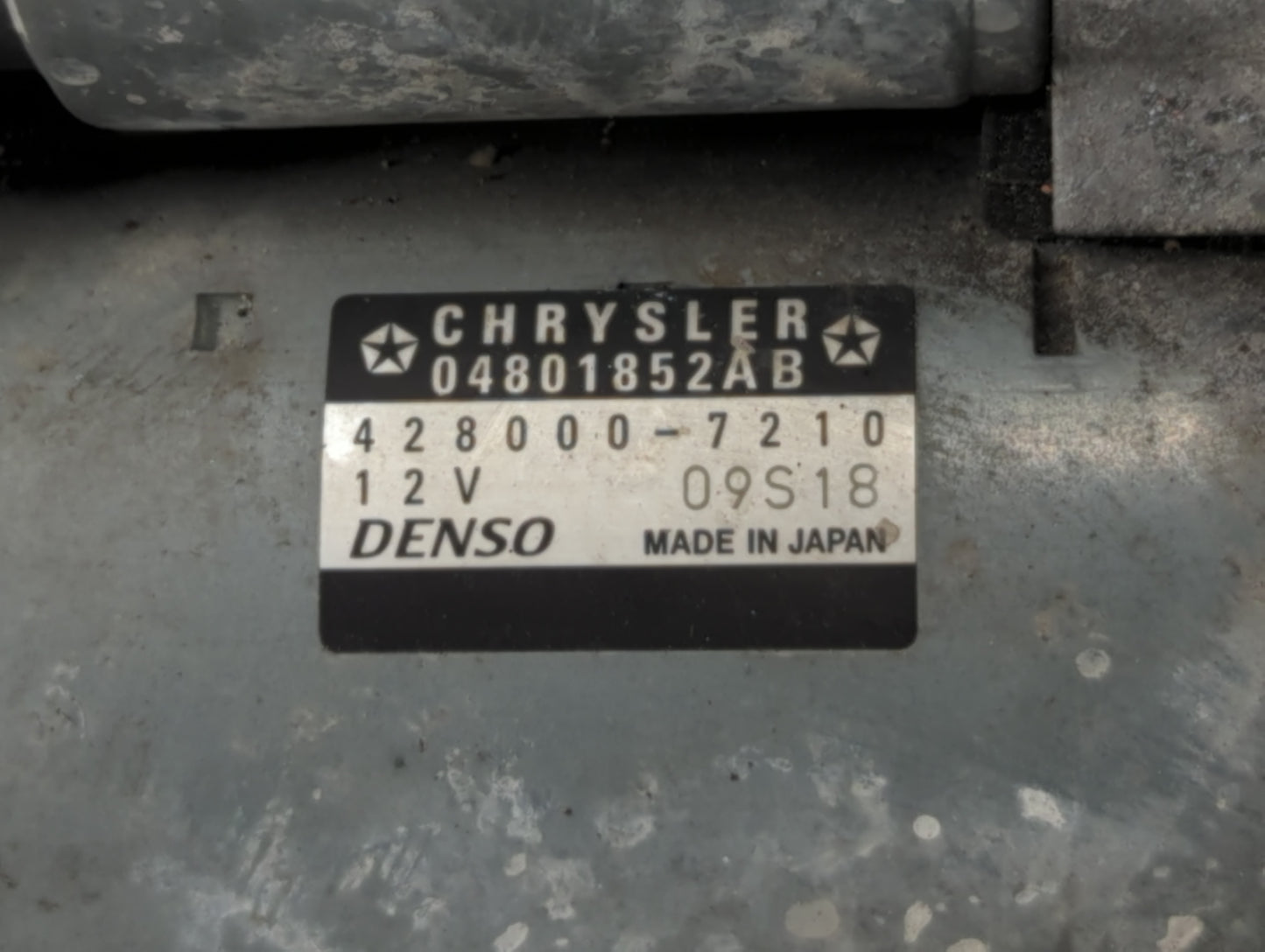 2011-2016 Dodge Charger Car Starter Motor Solenoid OEM P/N:428000-7210 Fits Fits 2011 2012 2013 2014 2015 2016 OEM Used Auto