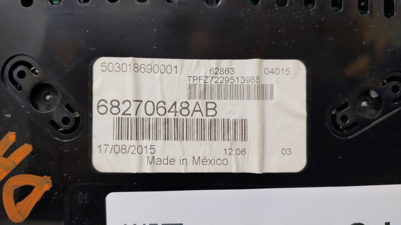 2016 Dodge Dart Instrument Cluster Speedometer Gauges P/N:68270648AC 68270648AB Fits OEM Used Auto Parts - Oemusedautoparts1