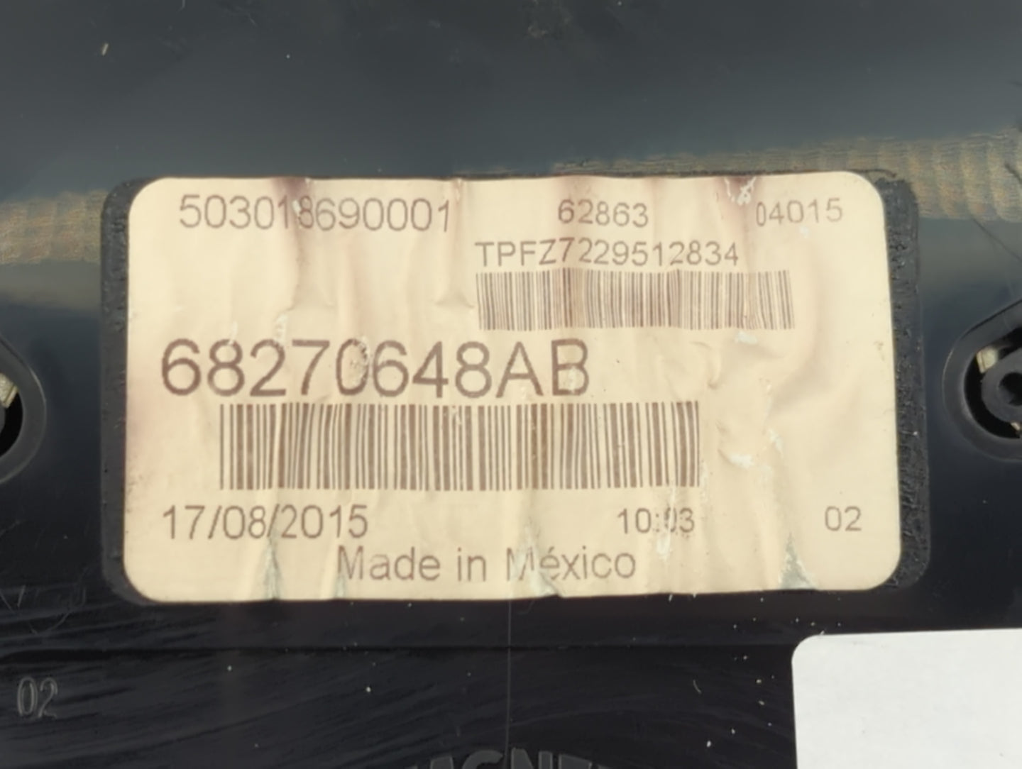 2016 Dodge Dart Instrument Cluster Speedometer Gauges P/N:68270648AB Fits OEM Used Auto Parts - Oemusedautoparts1.com