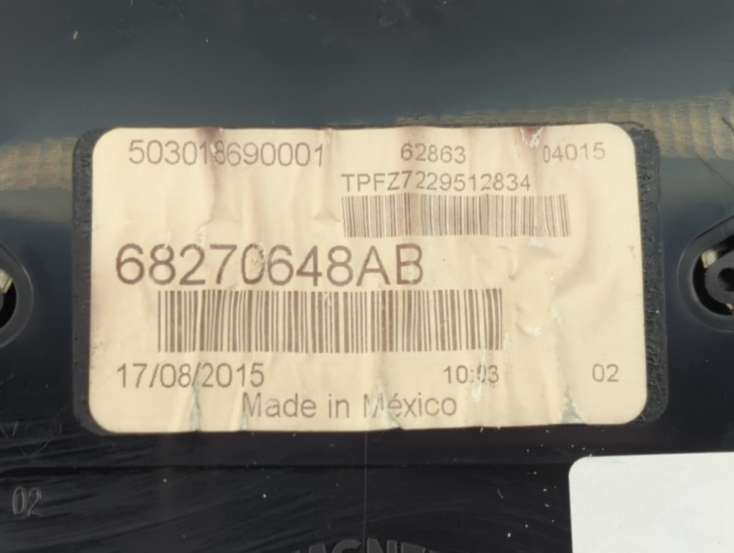 2016 Dodge Dart Instrument Cluster Speedometer Gauges P/N:68270648AB Fits OEM Used Auto Parts - Oemusedautoparts1.com