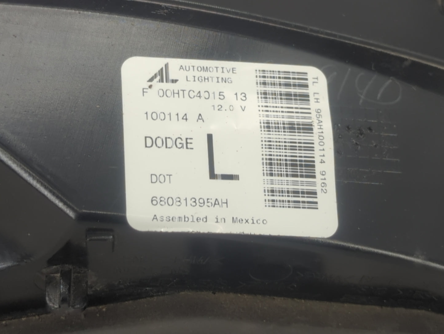 2016 Dodge Dart Tail Light Assembly Driver Left OEM P/N:68081395AH Fits OEM Used Auto Parts - Oemusedautoparts1.com