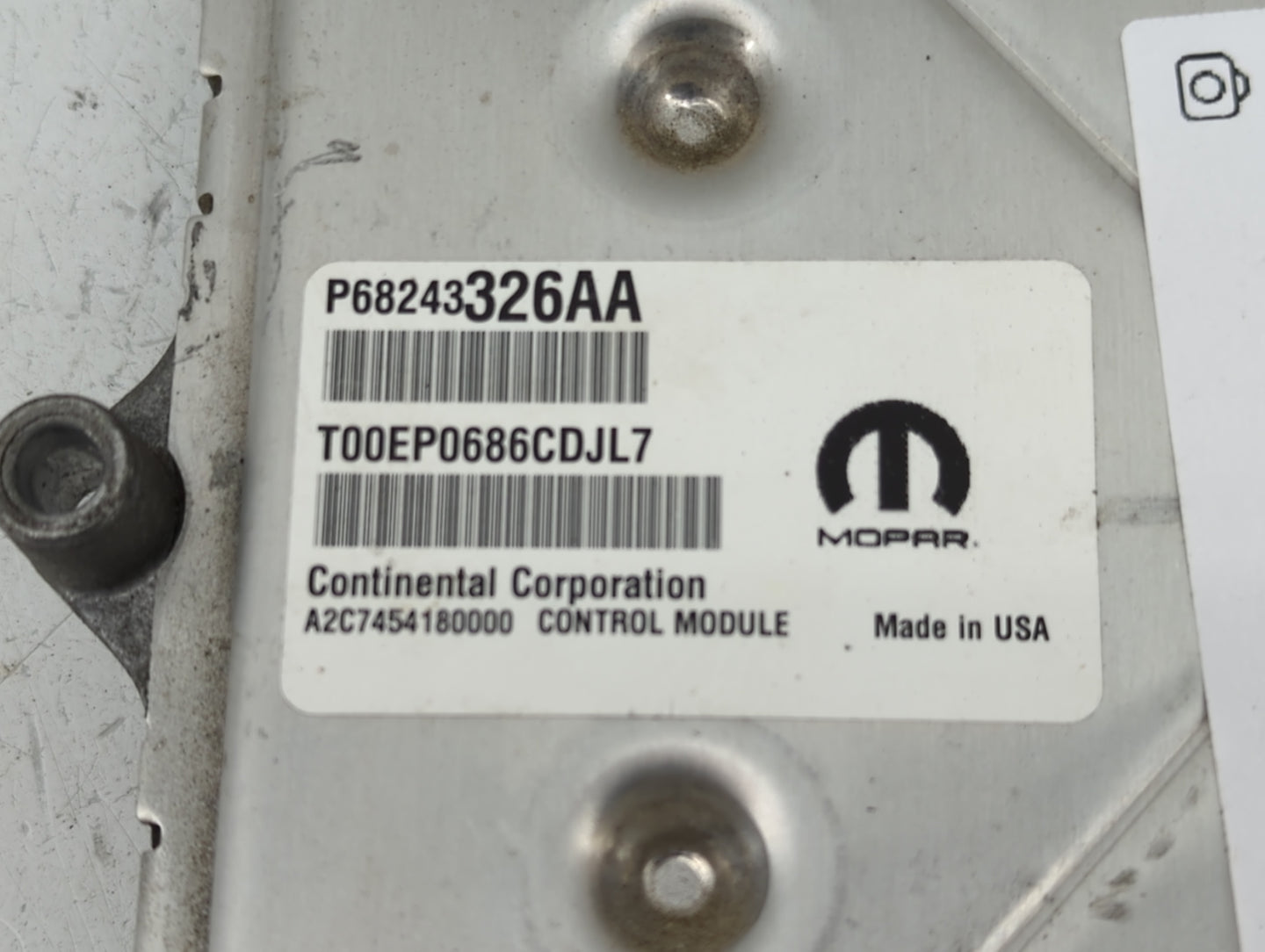 2016-2017 Dodge Durango PCM Engine Control Computer ECU ECM PCU OEM P/N:P68243326AA Fits Fits 2016 2017 OEM Used Auto Parts 