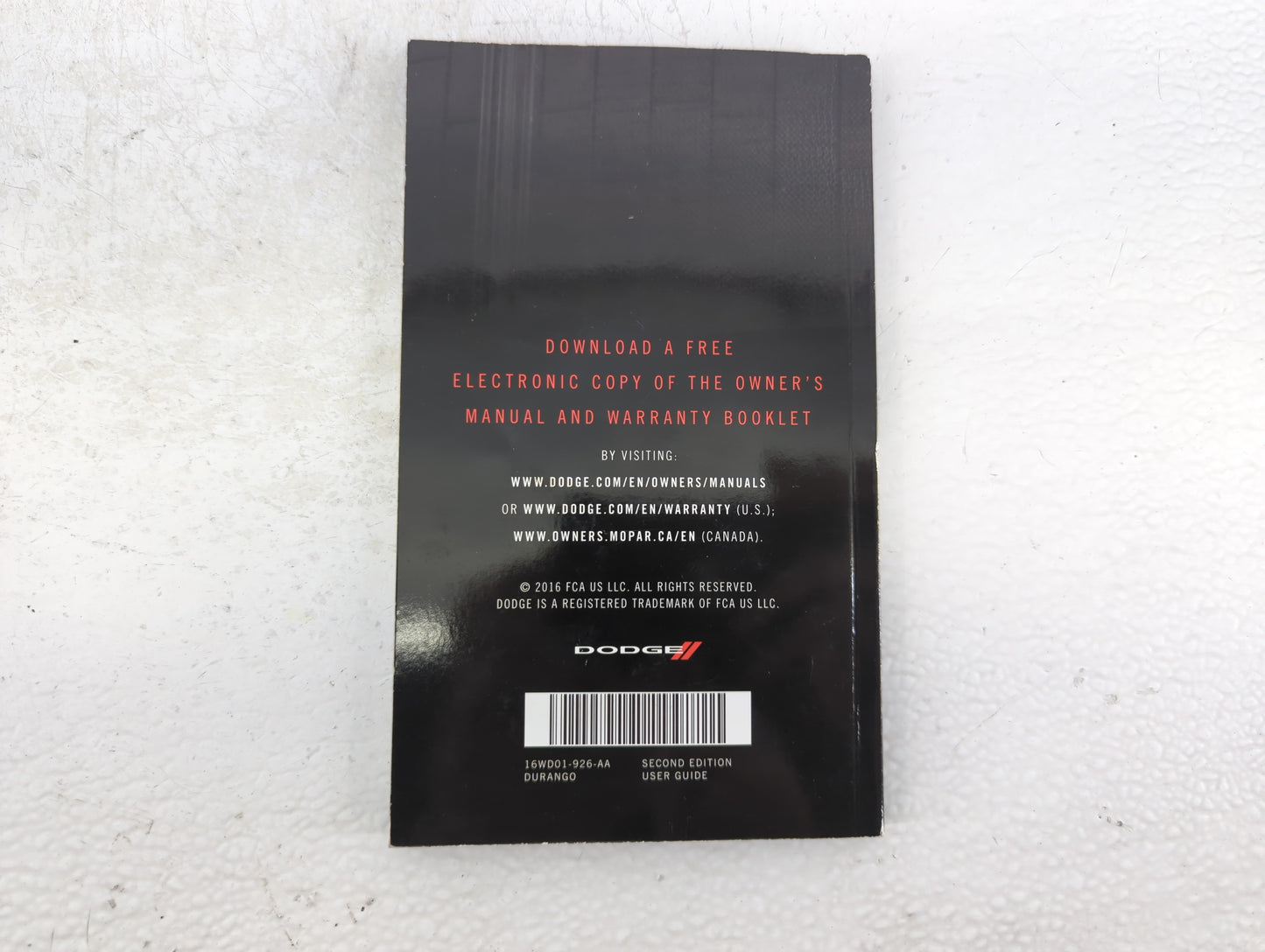 2016 Dodge Durango Owners Manual Book Guide P/N:16WD01-926-AA OEM Used Auto Parts - Oemusedautoparts1.com