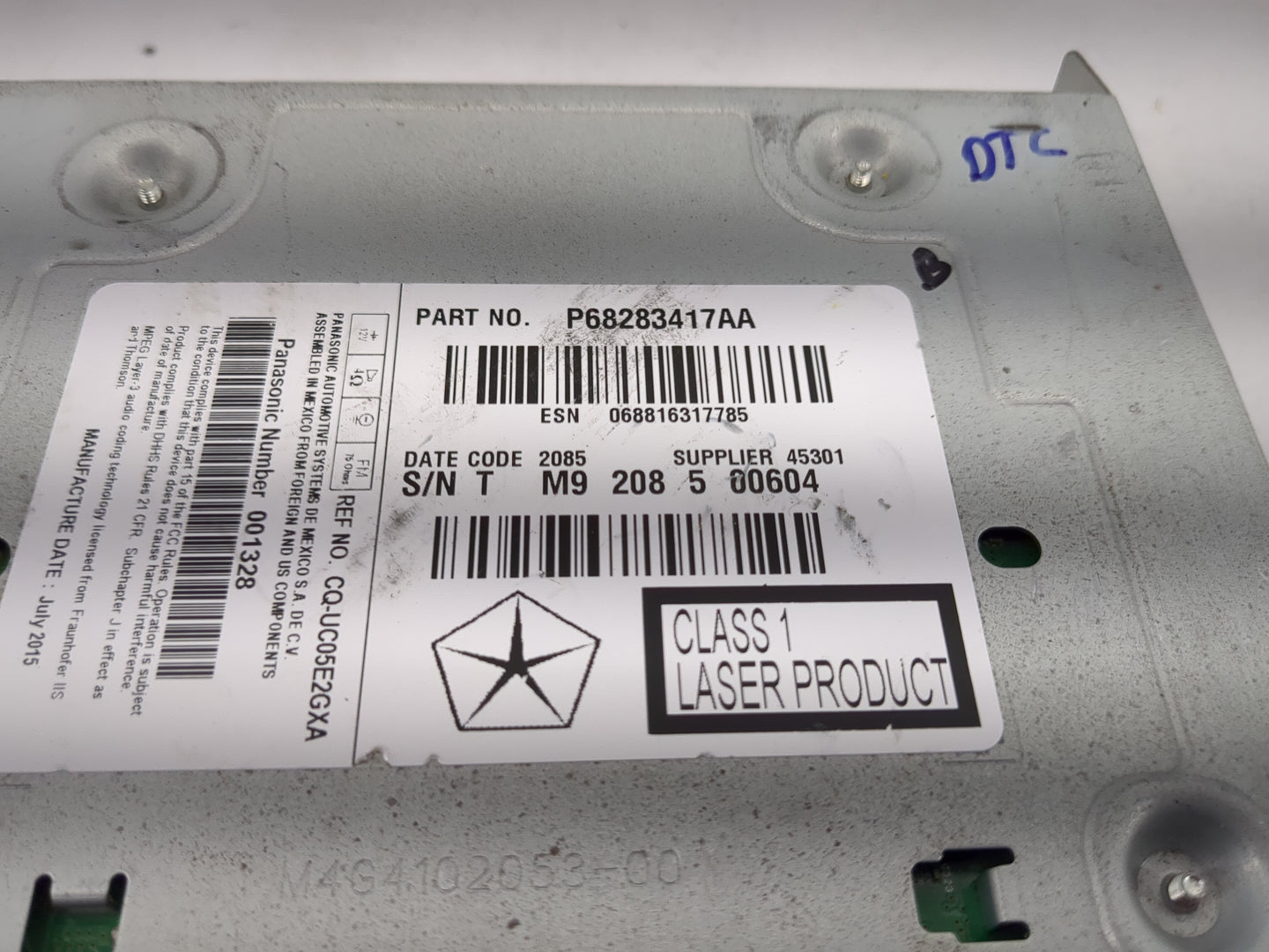 2016 Dodge Journey Radio AM FM Cd Player Receiver Replacement Fits OEM Used Auto Parts - Oemusedautoparts1.com