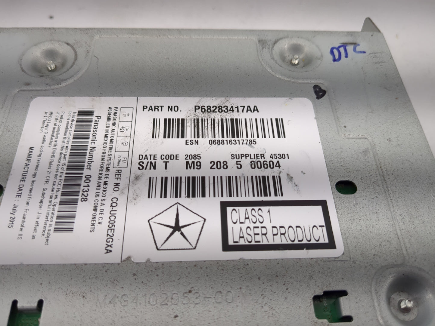 2016 Dodge Journey Radio AM FM Cd Player Receiver Replacement Fits OEM Used Auto Parts - Oemusedautoparts1.com