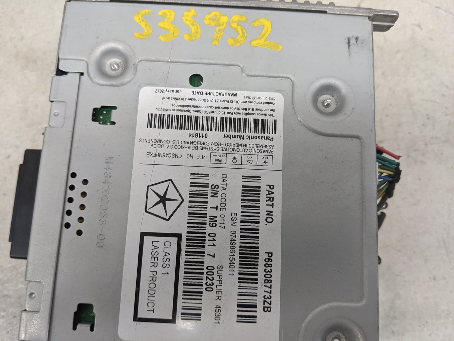 2016 Dodge Journey Radio AM FM Cd Player Receiver Replacement P/N:P68308773ZB CNSC46N0FXB Fits OEM Used Auto Parts - Oemused