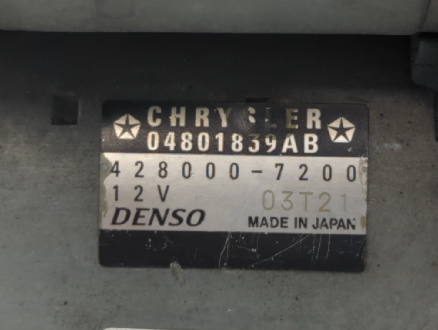 2011-2019 Dodge Journey Car Starter Motor Solenoid OEM P/N:04801839AB 428000-7200 Fits OEM Used Auto Parts - Oemusedautopart