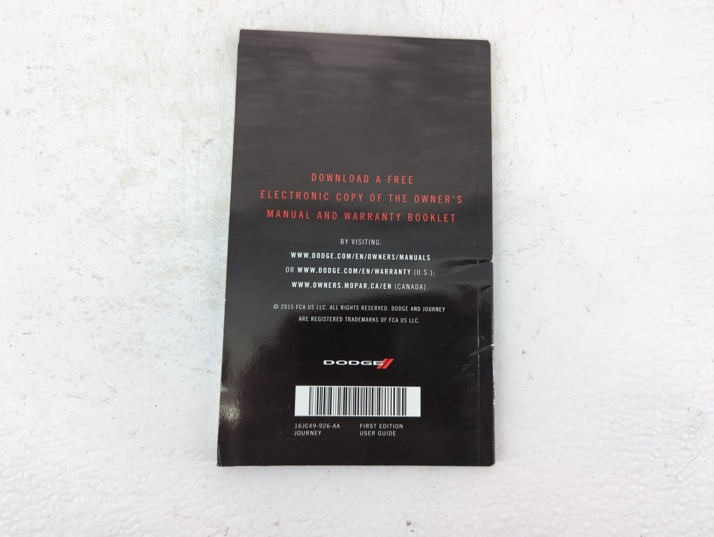 2016 Dodge Journey Owners Manual Book Guide P/N:16JC49-926-AA OEM Used Auto Parts - Oemusedautoparts1.com
