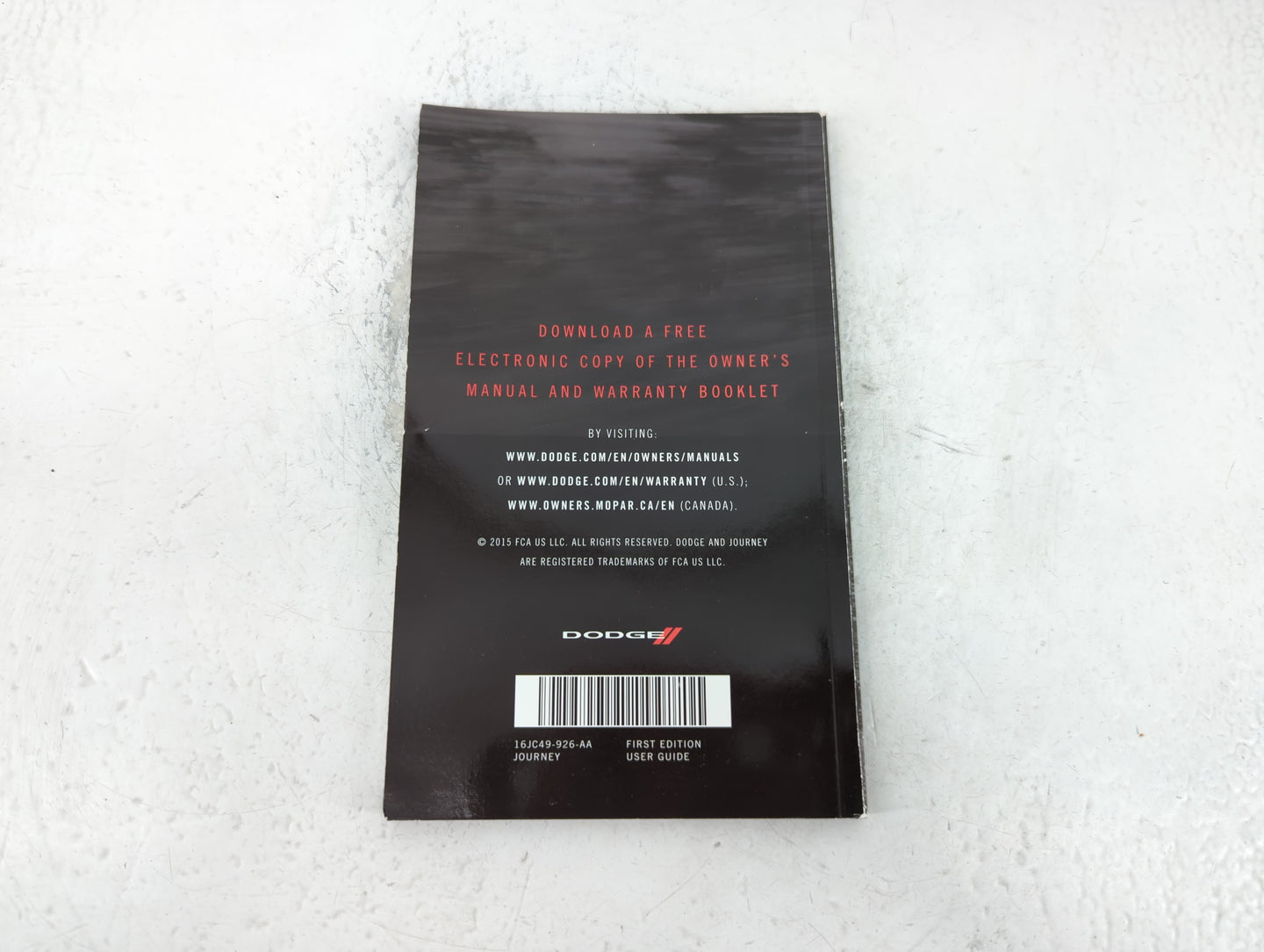 2016 Dodge Journey Owners Manual Book Guide P/N:16JC49-926-AA OEM Used Auto Parts - Oemusedautoparts1.com