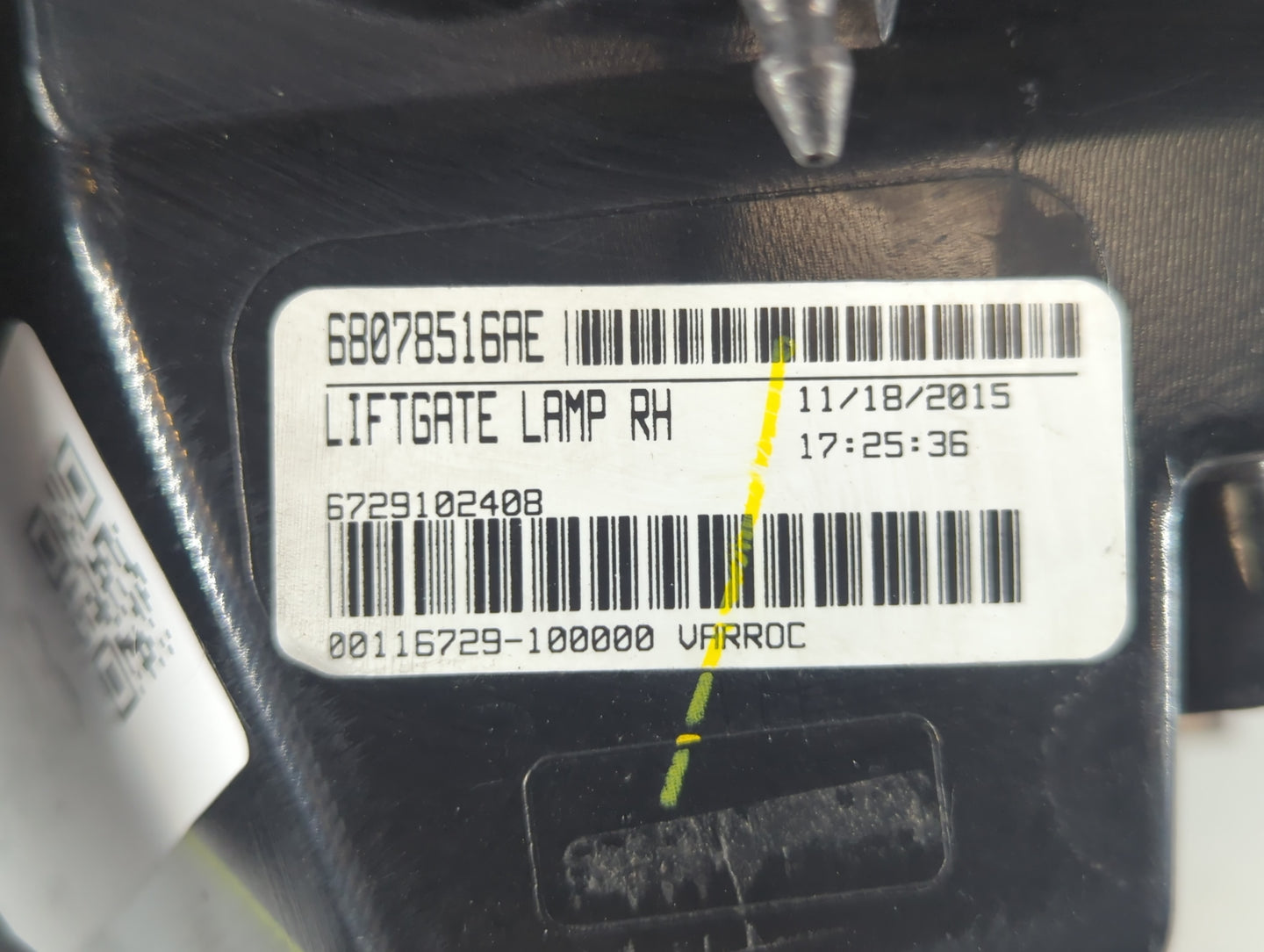 2016 Dodge Journey Tail Light Assembly Driver Left OEM P/N:68078516AE Fits OEM Used Auto Parts - Oemusedautoparts1.com