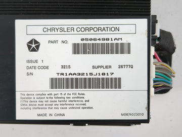 2011-2020 Dodge Journey Radio AM FM Cd Player Receiver Replacement P/N:05064981AM Fits OEM Used Auto Parts