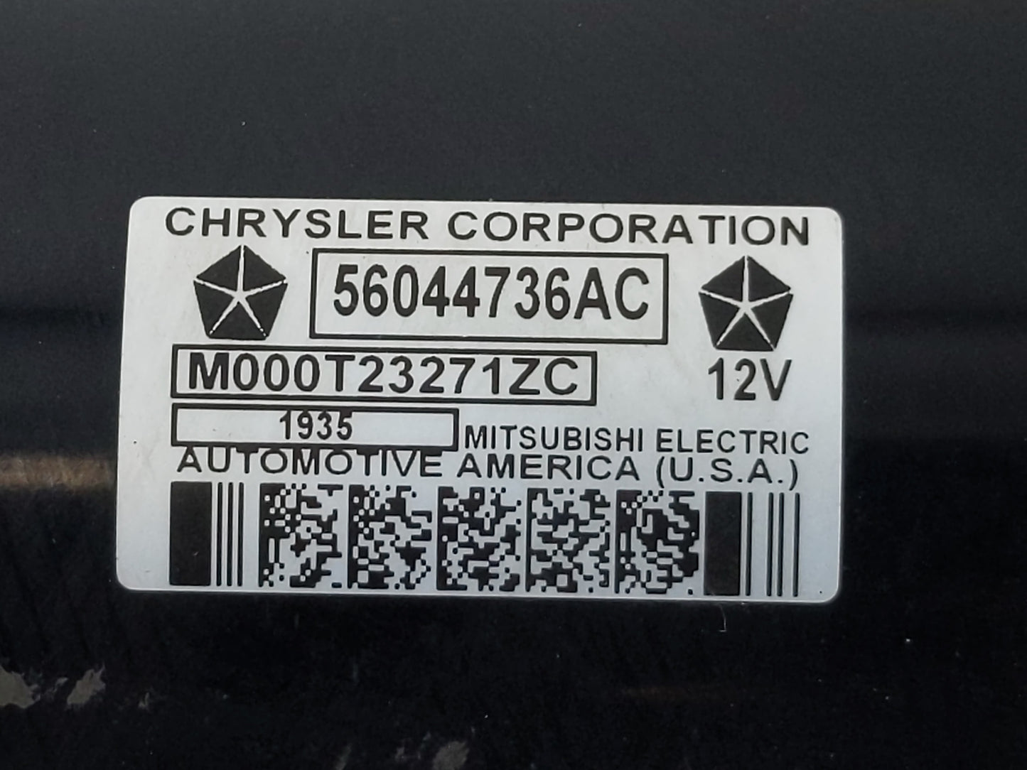 2016 Dodge Ram 1500 Car Starter Motor Solenoid OEM P/N:56044736AC Fits OEM Used Auto Parts - Oemusedautoparts1.com