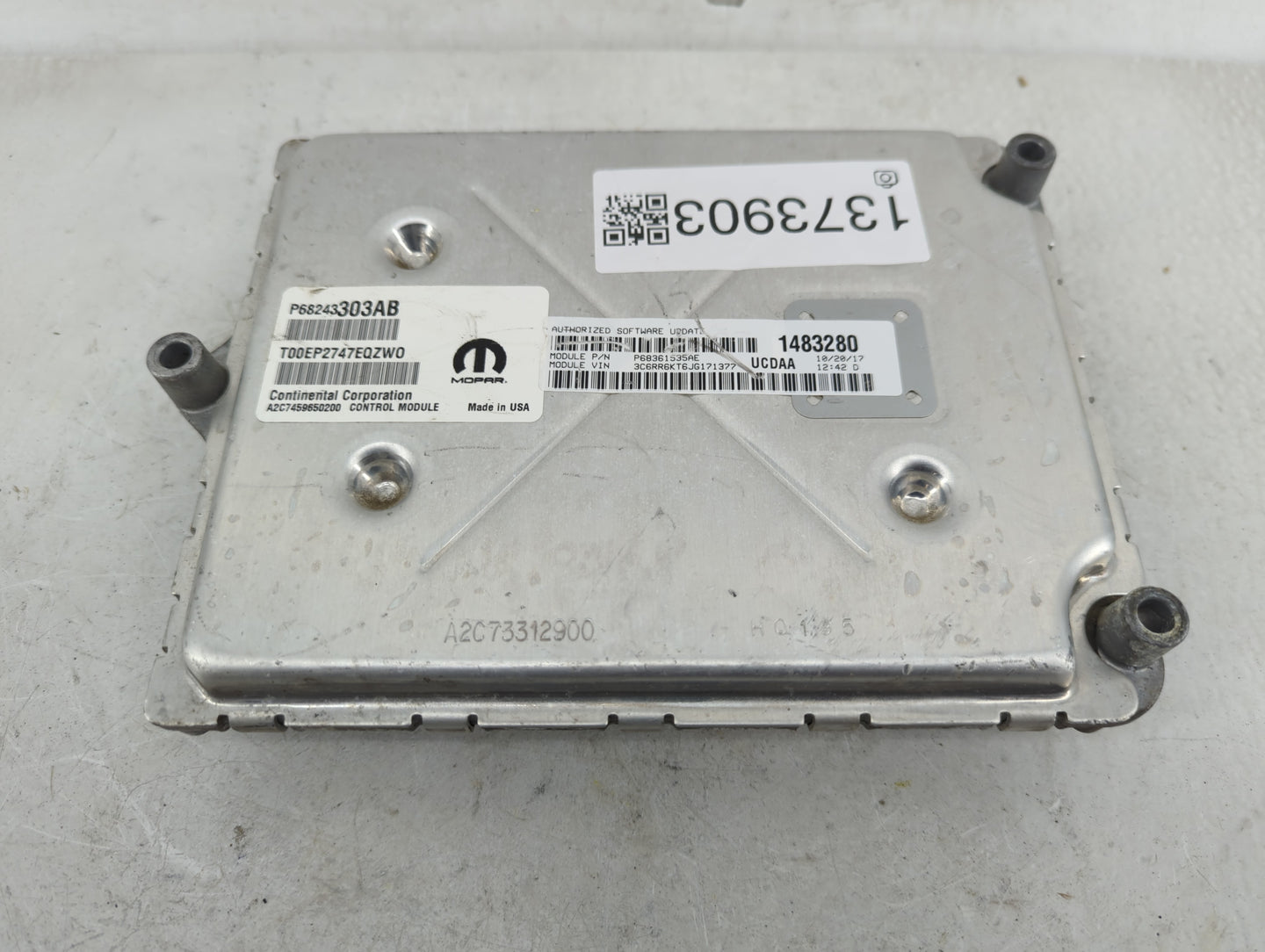 2016 Dodge Ram 1500 PCM Engine Control Computer ECU ECM PCU OEM P/N:68243303AB Fits Fits 2014 2015 2017 2018 OEM Used Auto P