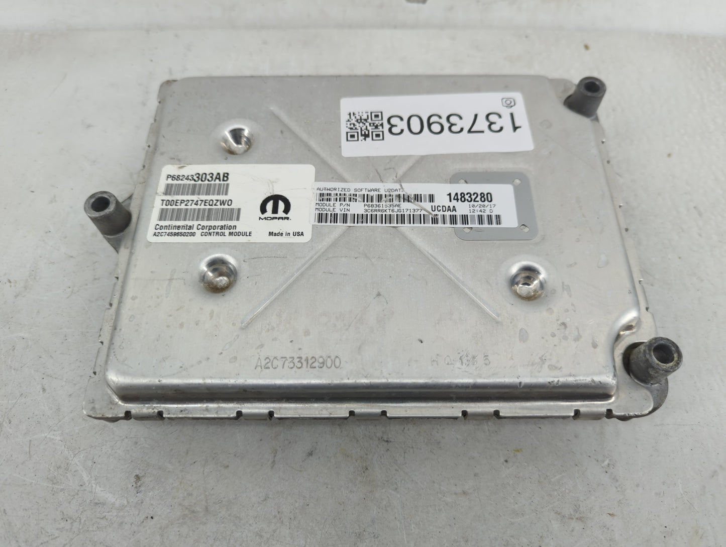 2016 Dodge Ram 1500 PCM Engine Control Computer ECU ECM PCU OEM P/N:68243303AB Fits Fits 2014 2015 2017 2018 OEM Used Auto P
