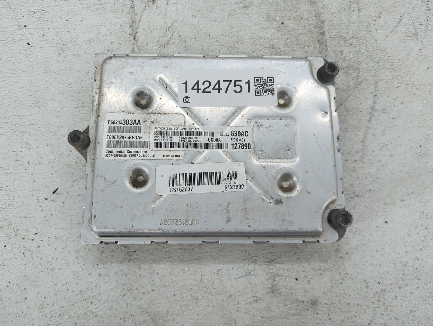 2016 Dodge Ram 1500 PCM Engine Control Computer ECU ECM PCU OEM P/N:P68243303AA Fits Fits 2017 2018 2019 2020 OEM Used Auto 