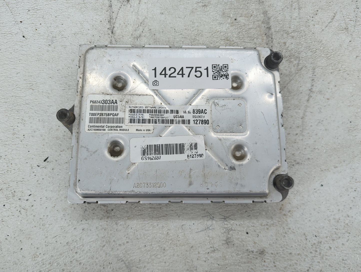 2016 Dodge Ram 1500 PCM Engine Control Computer ECU ECM PCU OEM P/N:P68243303AA Fits Fits 2017 2018 2019 2020 OEM Used Auto 