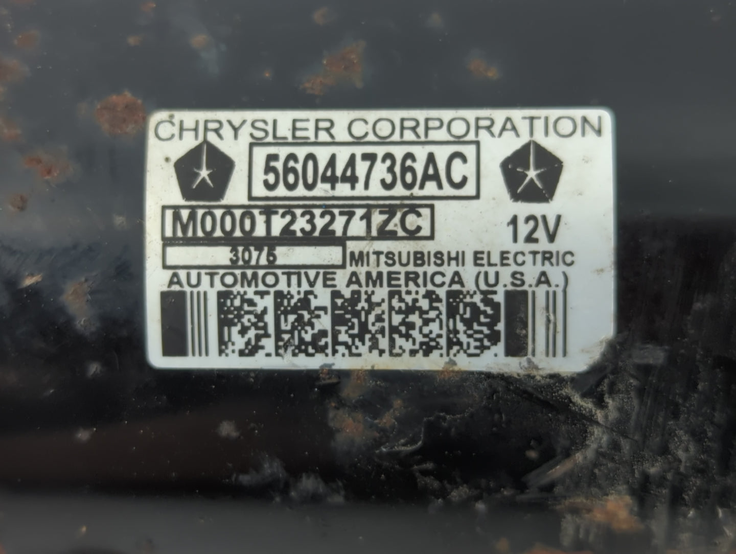 2016 Dodge Ram 1500 Car Starter Motor Solenoid OEM P/N:M000T23271ZC 56044736AC Fits OEM Used Auto Parts - Oemusedautoparts1.