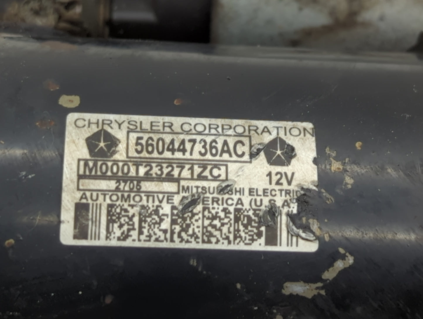 2016 Dodge Ram 1500 Car Starter Motor Solenoid OEM P/N:M000T23271ZC 56044736AC Fits OEM Used Auto Parts - Oemusedautoparts1.