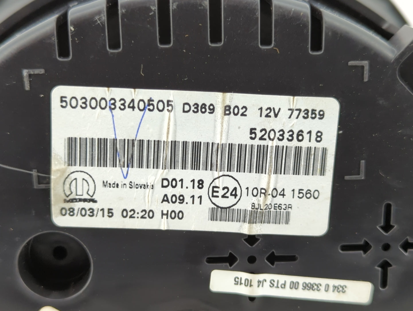 2016 Fiat 500 Instrument Cluster Speedometer Gauges P/N:52033618 52042701 Fits OEM Used Auto Parts - Oemusedautoparts1.com