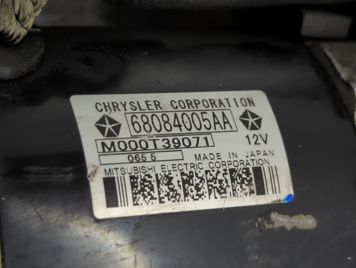 2016 Fiat 500 Car Starter Motor Solenoid OEM P/N:M000T39071 68084005AA Fits OEM Used Auto Parts - Oemusedautoparts1.com