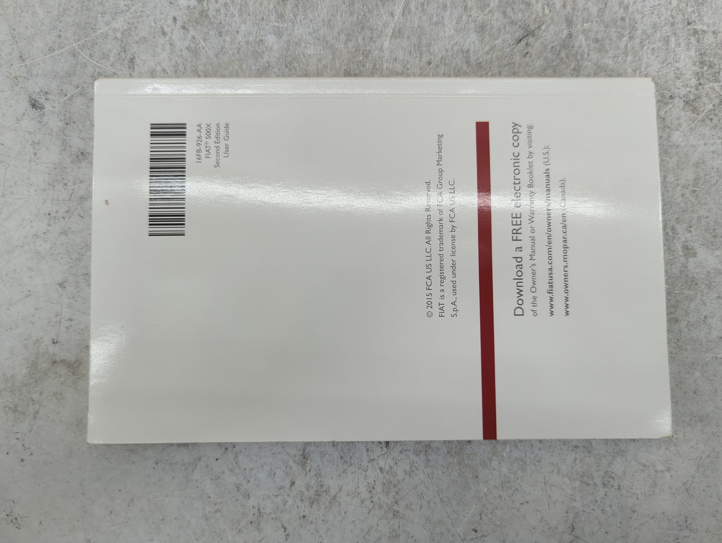 2016 Fiat 500x Owners Manual Book Guide P/N:16FB-926-AA OEM Used Auto Parts - Oemusedautoparts1.com
