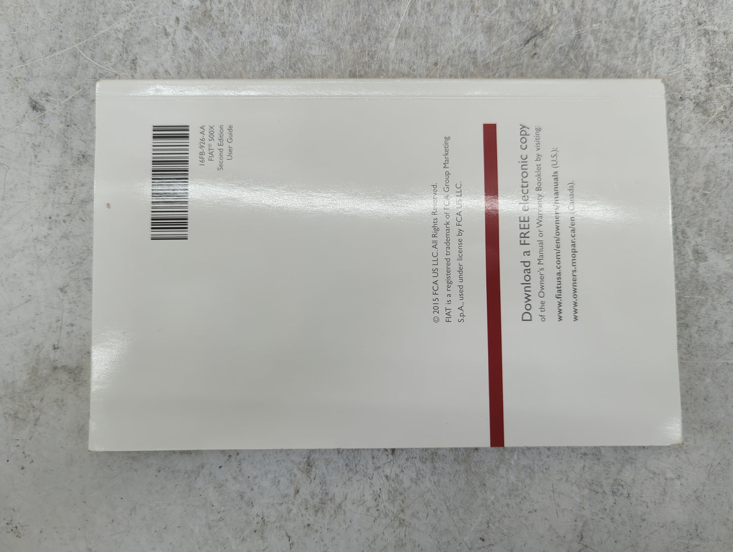 2016 Fiat 500x Owners Manual Book Guide P/N:16FB-926-AA OEM Used Auto Parts - Oemusedautoparts1.com
