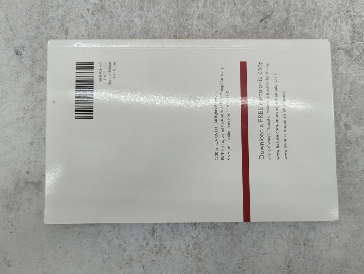 2016 Fiat 500x Owners Manual Book Guide P/N:16FB-926-AA OEM Used Auto Parts - Oemusedautoparts1.com