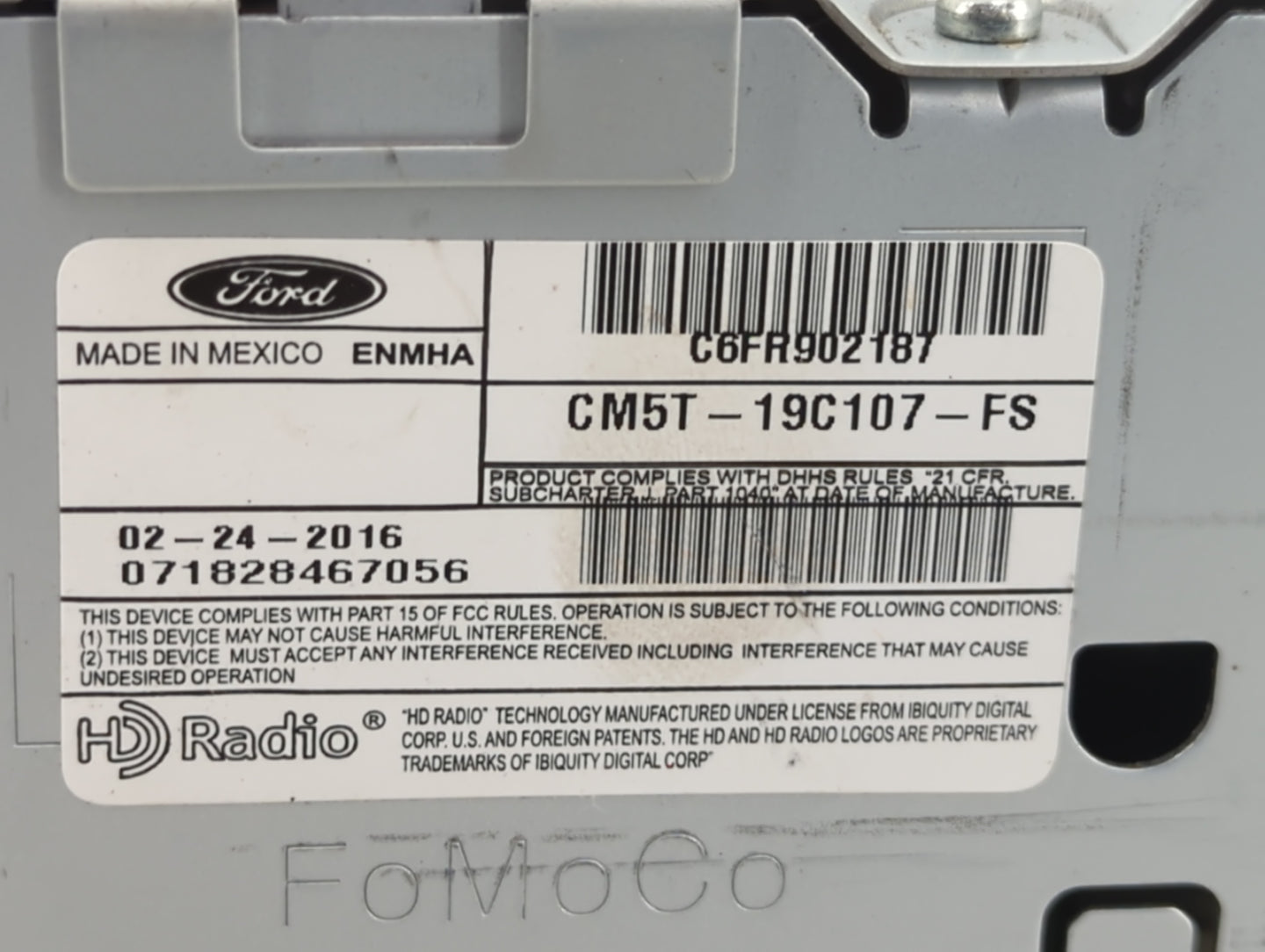 2013-2016 Ford C-Max Radio AM FM Cd Player Receiver Replacement P/N:CM5T-19C107-FS Fits Fits 2013 2014 2015 2016 OEM Used Au
