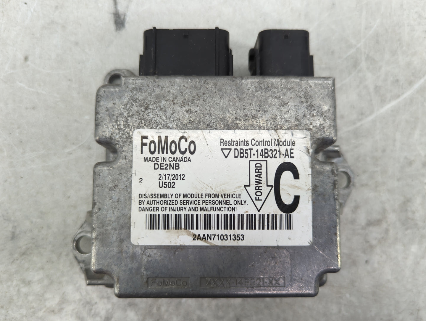 2016 Ford Edge Safety Restraint Srs Airbag Control Module Db5t-14b321-ae - Oemusedautoparts1.com