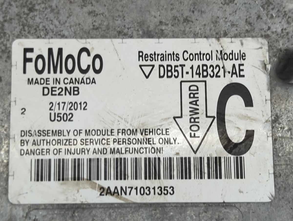 2016 Ford Edge Safety Restraint Srs Airbag Control Module Db5t-14b321-ae - Oemusedautoparts1.com