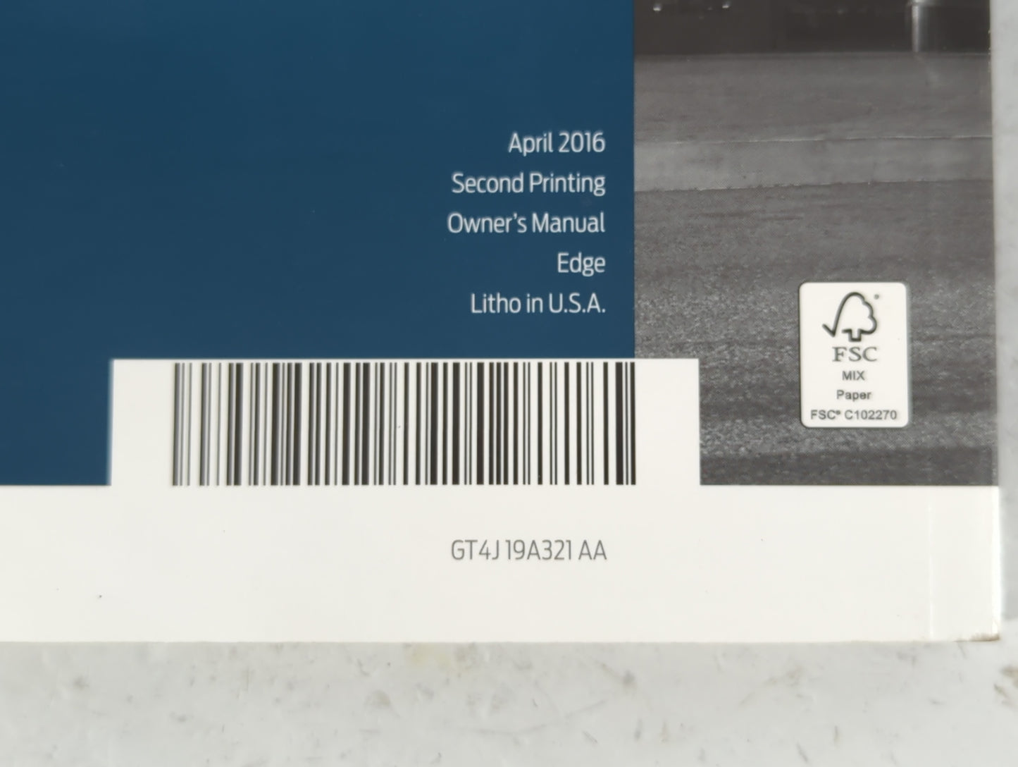 2016 Ford Edge Owners Manual Book Guide P/N:GT4J19A321AA OEM Used Auto Parts - Oemusedautoparts1.com