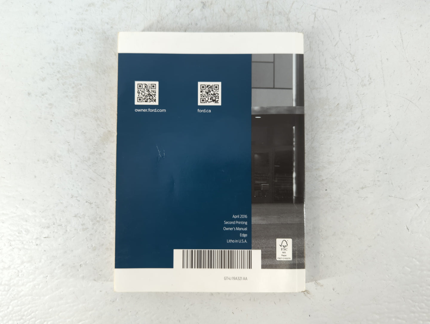 2016 Ford Edge Owners Manual Book Guide P/N:GT4J19A321AA OEM Used Auto Parts - Oemusedautoparts1.com